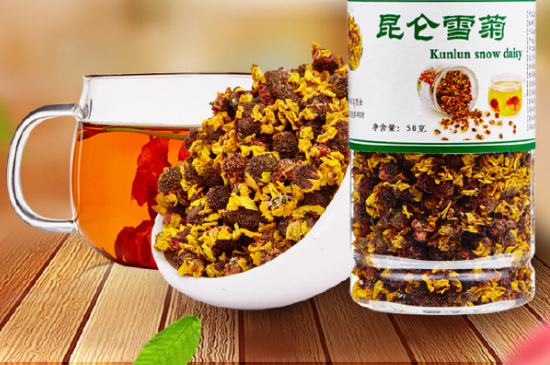 昆仑雪菊真假泡水图片，昆仑雪菊泡水什么颜色